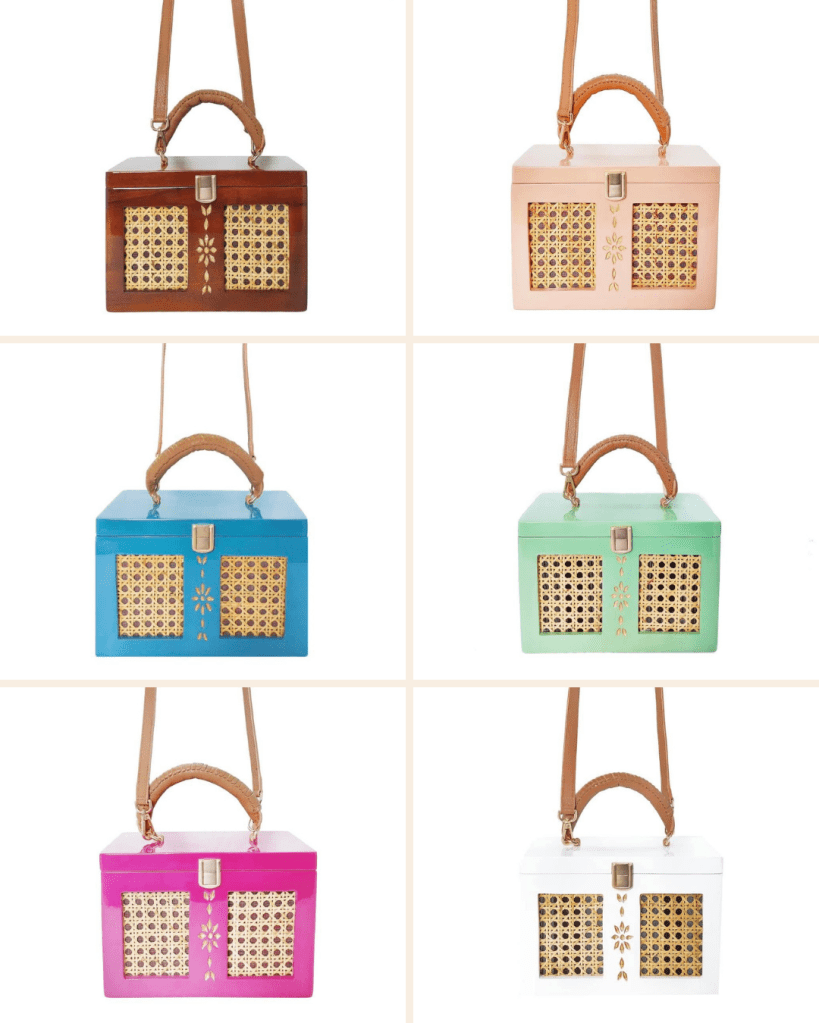 Zarah Juan Ambassador Box Bags in Haspe, Melokoton, Paboreal, Lunti, Magenta, and Puti